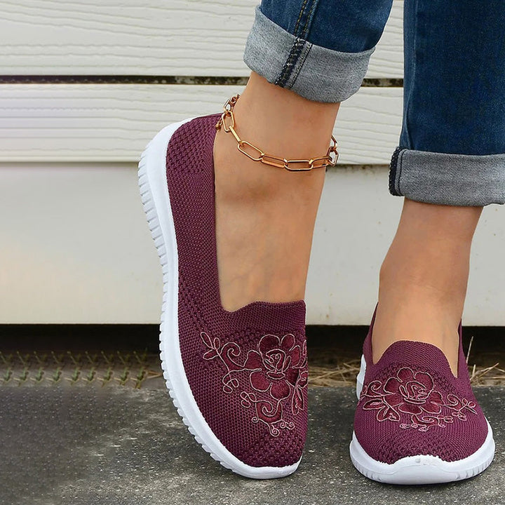 Blommiga Broderade Andningsbara Skor