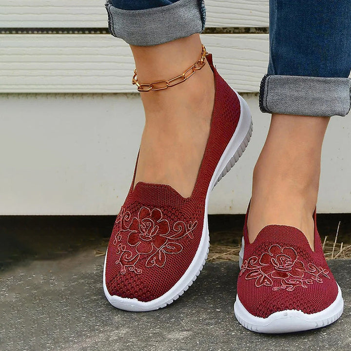 Blommiga Broderade Andningsbara Skor