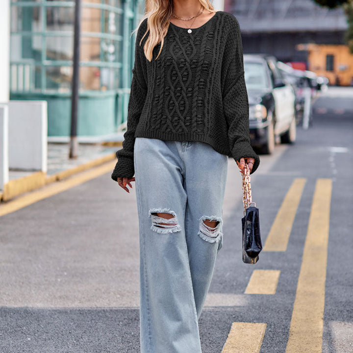 Casual Kabelstickad Tröja