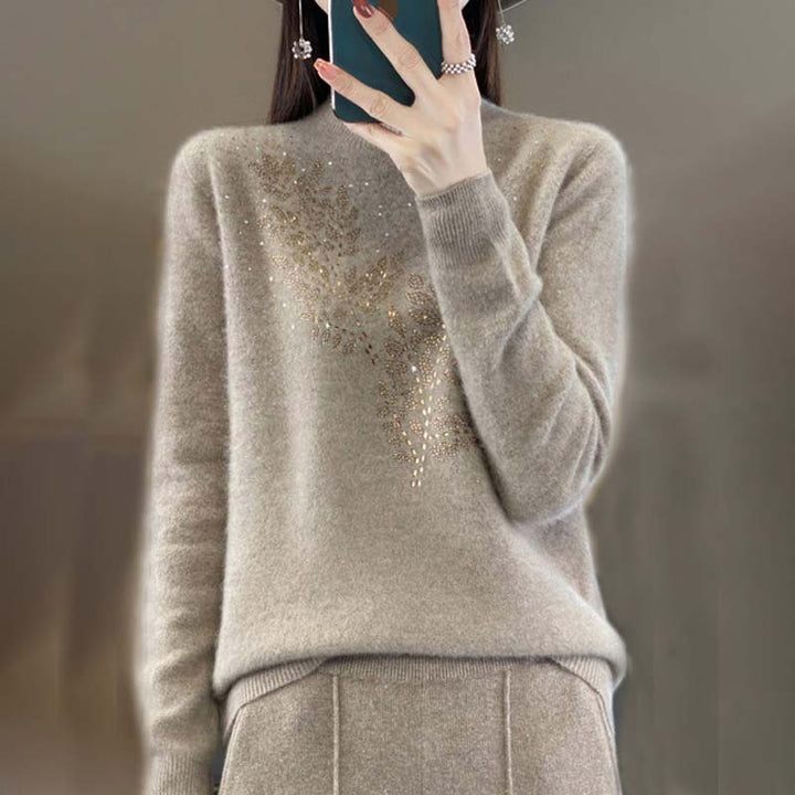 Stickad Tröja Med Bladtryck