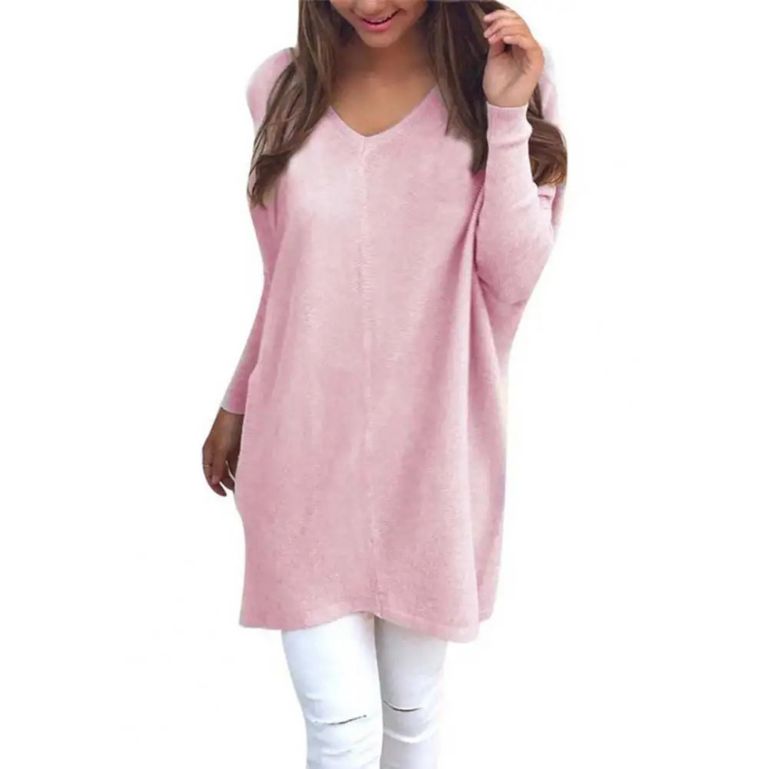 Kathy | Damers Casual Oversized Tröja med V-ringning