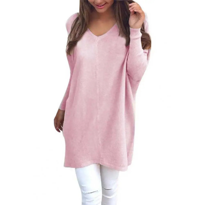 Kathy | Damers Casual Oversized Tröja med V-ringning