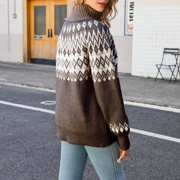 Vintage Geometrisk Stickad Tröja