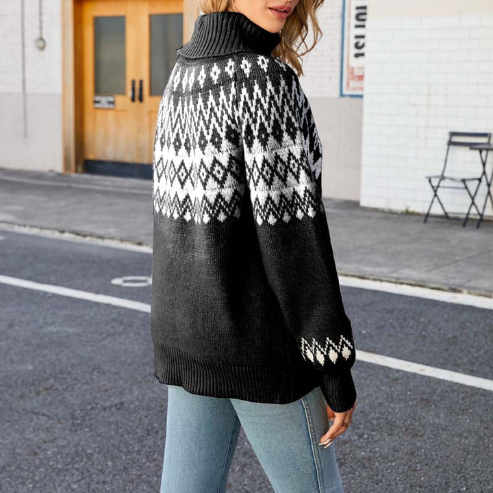 Vintage Geometrisk Stickad Tröja