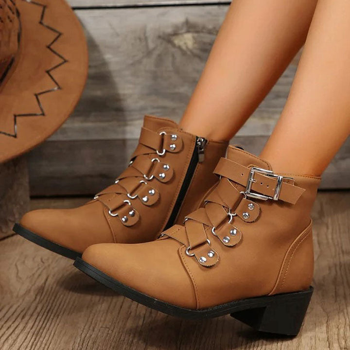 Vintage Stövlar Med Tjocka Klackar