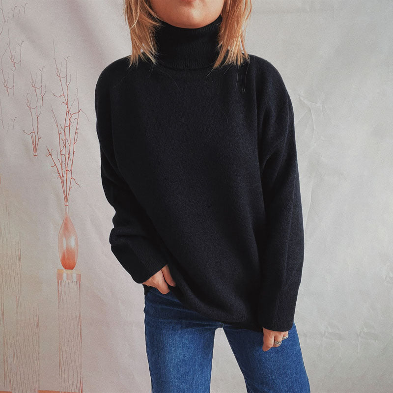 Casual Enfärgad Stickad Tröja