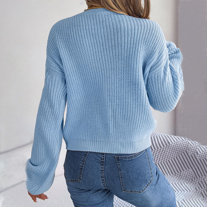 Casual Kabelstickad Tröja