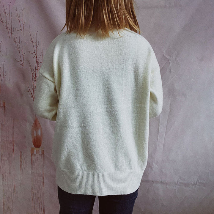 Casual Enfärgad Stickad Tröja