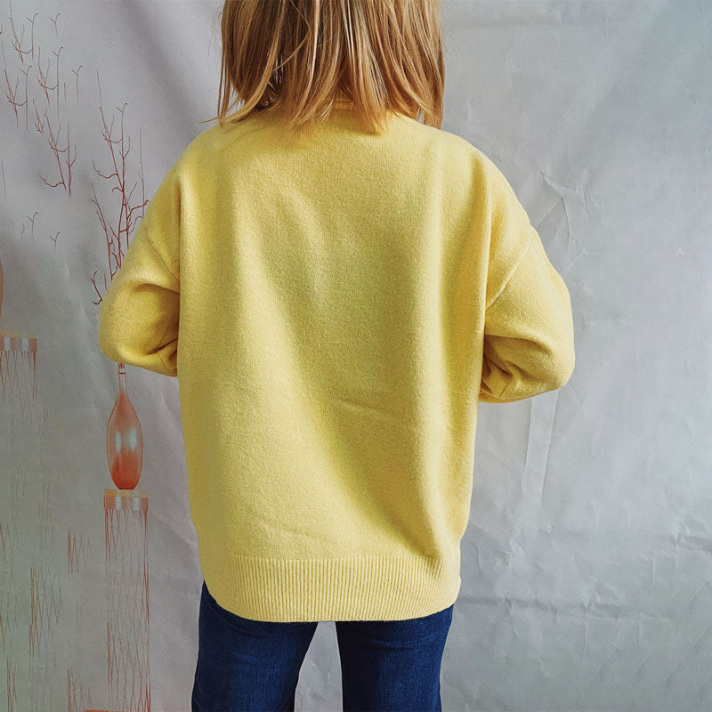 Casual Enfärgad Stickad Tröja