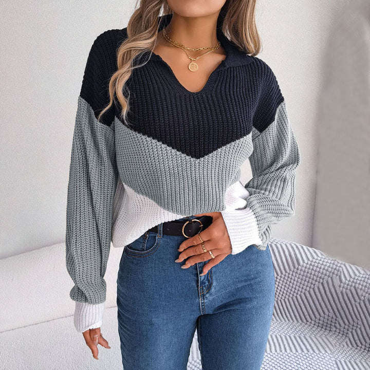 Stickad Tröja I Färgblock