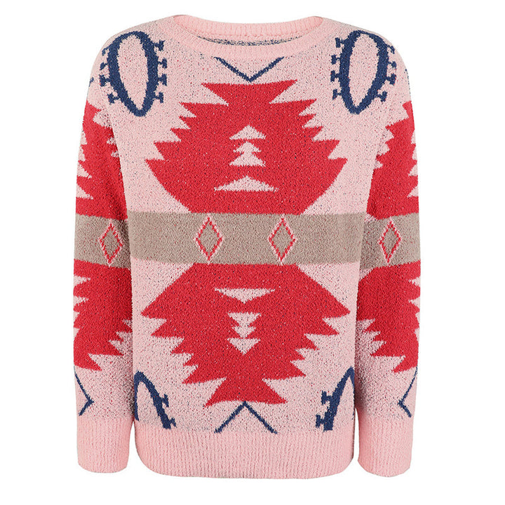 Casual Geometrisk Stickad Tröja