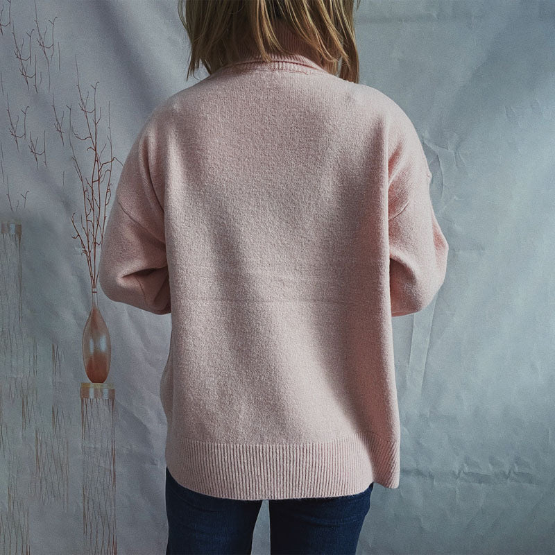 Casual Enfärgad Stickad Tröja