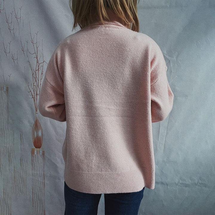 Casual Enfärgad Stickad Tröja