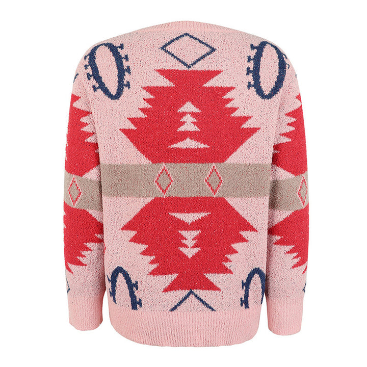 Casual Geometrisk Stickad Tröja