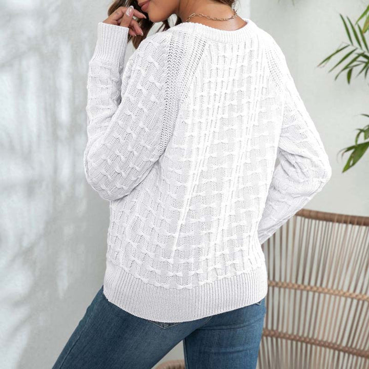 Casual Enfärgad Stickad Tröja