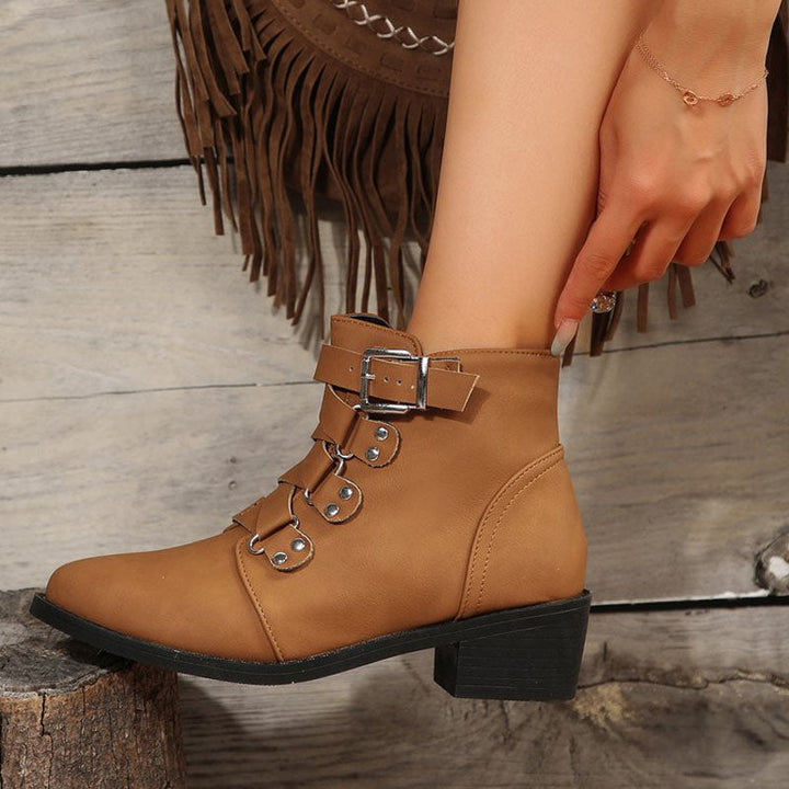 Vintage Stövlar Med Tjocka Klackar