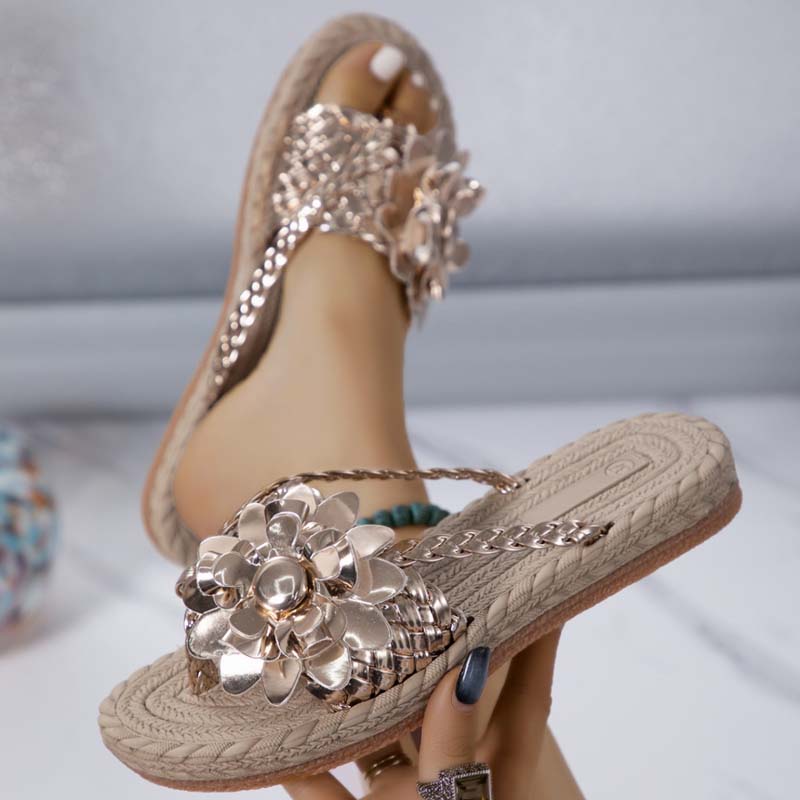 3D Blommiga Dekorativa Platta Tofflor