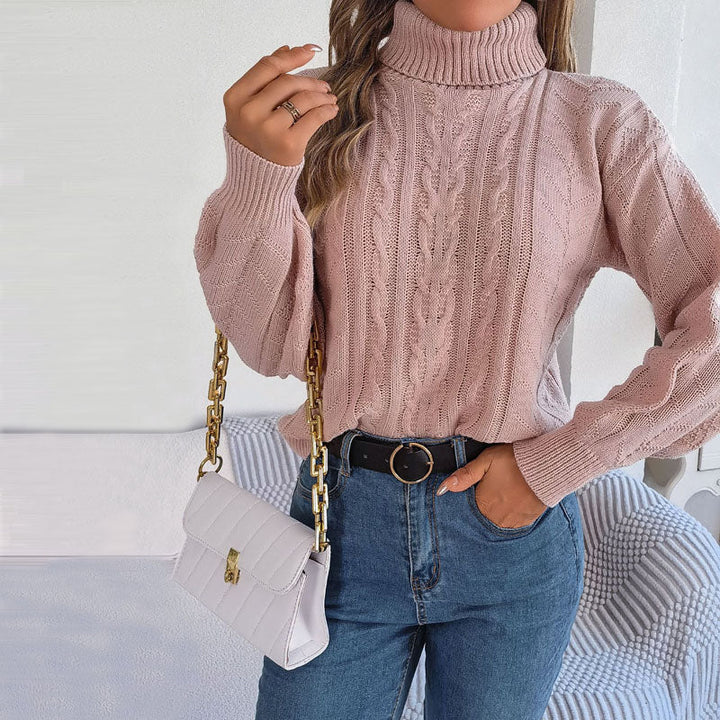 Avslappnad Enfärgad Stickad Tröja