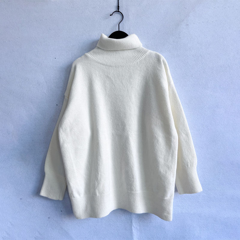 Casual Enfärgad Stickad Tröja