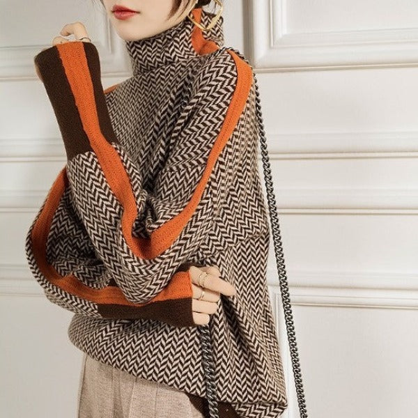 Vera™ | Tröja med hög krage och kontrasterande ränder