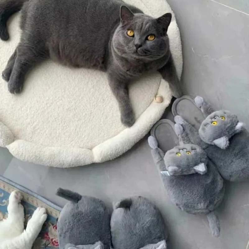 Tecknad Katt Plysch Tofflor