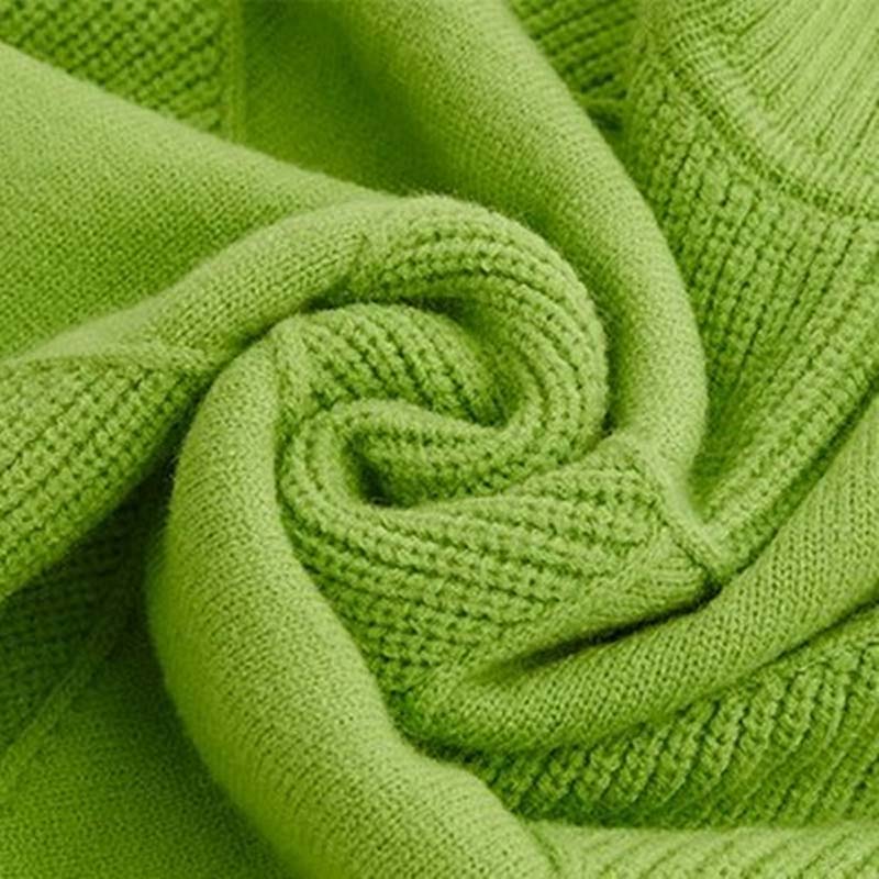 Avslappnad Enfärgad Stickad Tröja