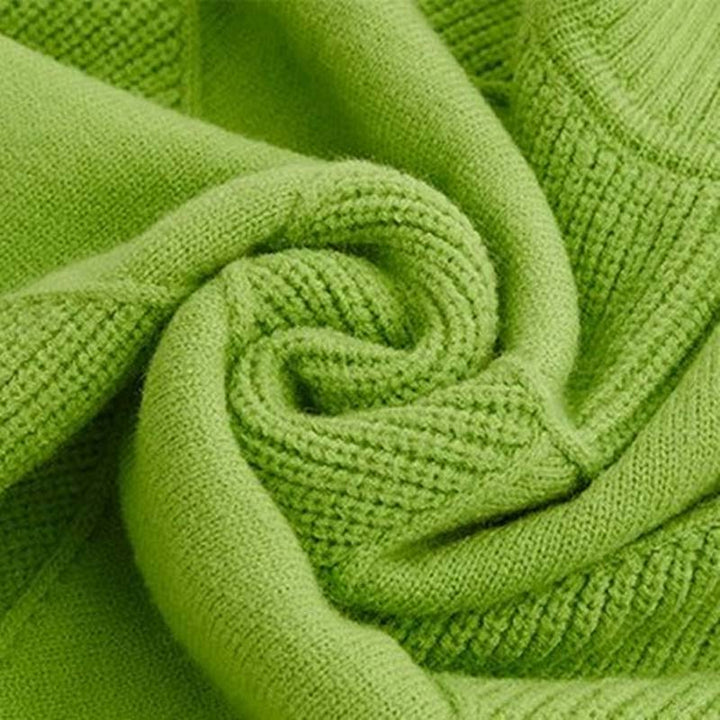 Avslappnad Enfärgad Stickad Tröja