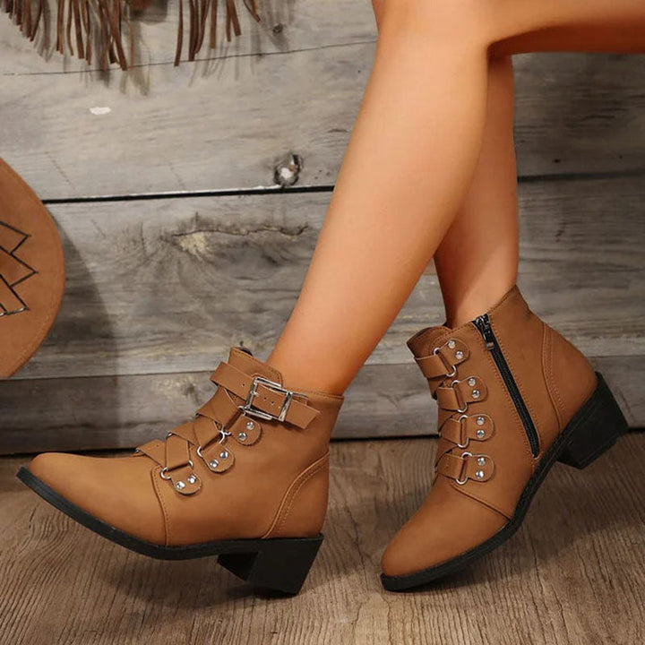 Vintage Stövlar Med Tjocka Klackar