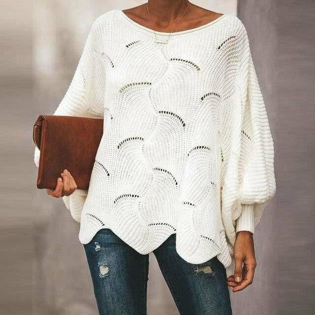 Lös Avslappnad Mjuk Tröja Med O-Hals