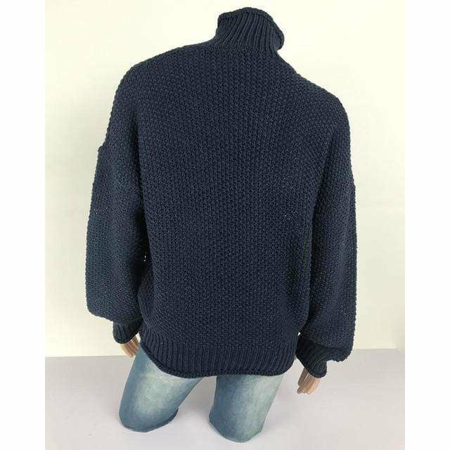 Avslappnad Stickad Solid Tröja