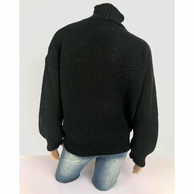 Avslappnad Stickad Solid Tröja