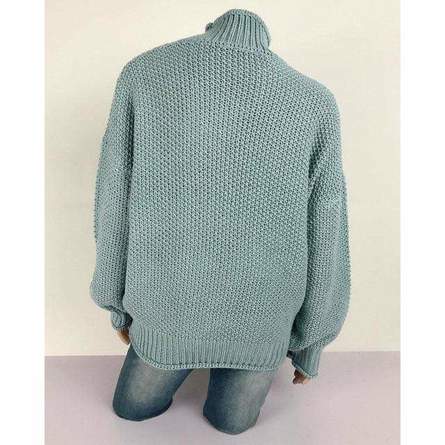 Avslappnad Stickad Solid Tröja